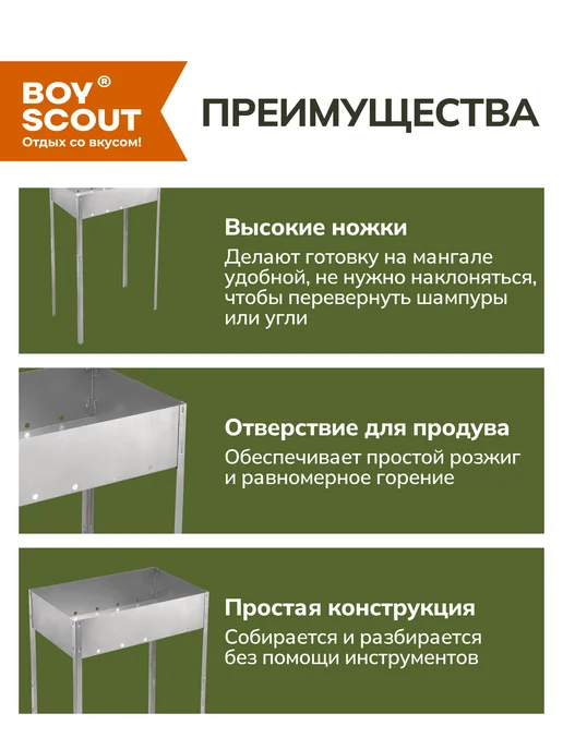 Boyscout Мангал для шашлыка разборный высокий, вариант, фото 3