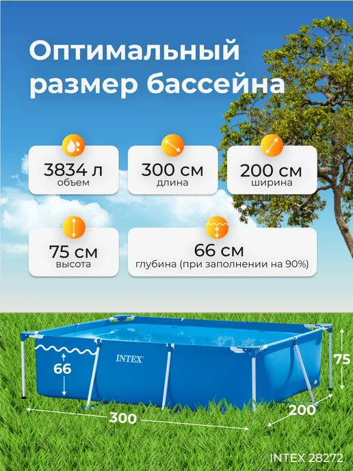 Intex Каркасный бассейн 28272 Metal Frame Pool 300х200х75 см, 300x200x75 см, фото 2