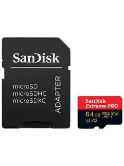 Карта памяти MicroSDXC 64GB Extreme PRO A2 C10 V30 UHS-I U3 Sandisk 143787226 купить за 1 545 ₽ в интернет-магазине Wildberries