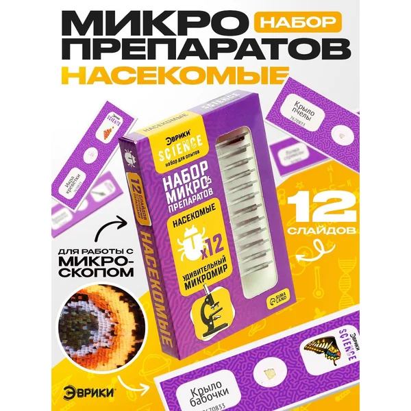 Набор для опытов "Набор микропрепаратов", насекомые