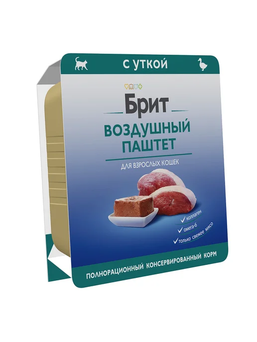 Brit воздушный паштет для кошек с уткой - 100 г х 14 шт, 100 г, 14 шт, фото 3
