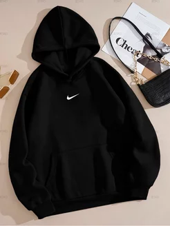 Черный худи оверсайз без начеса с вышивкой Nike 143864975 купить за 1 602 ₽ в интернет-магазине Wildberries