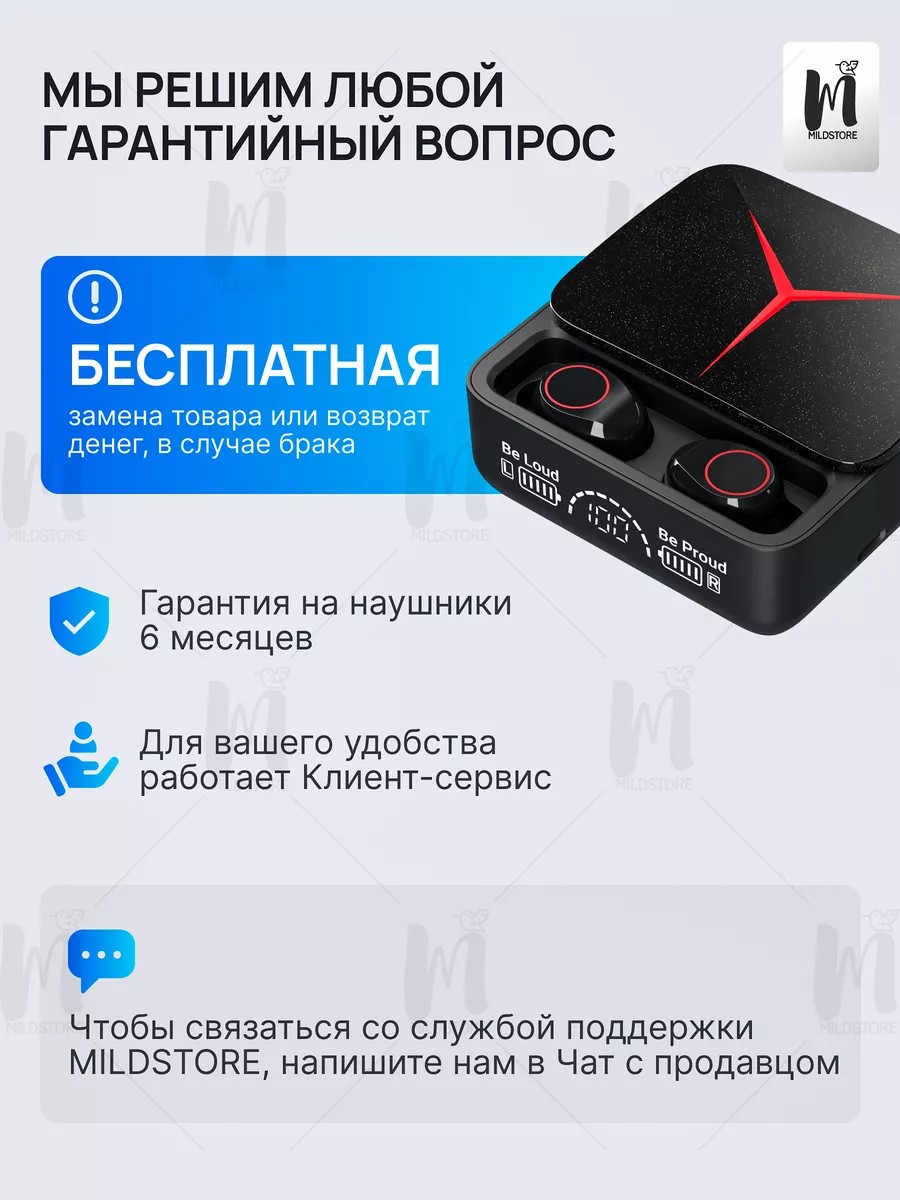 Блютуз наушники беспроводные с шумоподавлением для телефона MILDSTORE  143874380 купить за 558 ₽ в интернет-магазине Wildberries