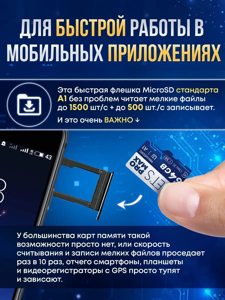 Карта памяти micro sd 64 Gets 144010008 купить в интернет-магазине  Wildberries