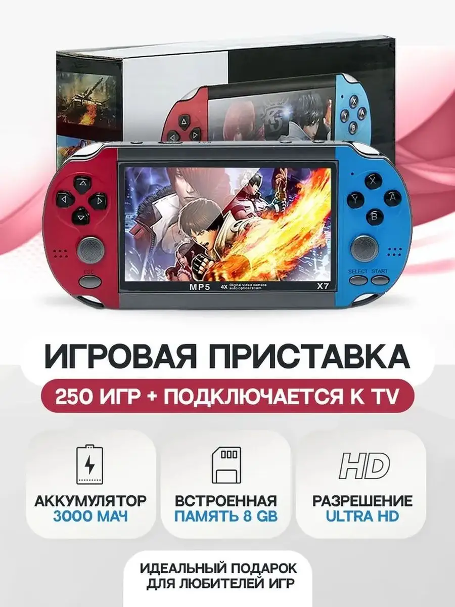 Портативная игровая приставка X7 подарок для детей Back past 144046624  купить в интернет-магазине Wildberries