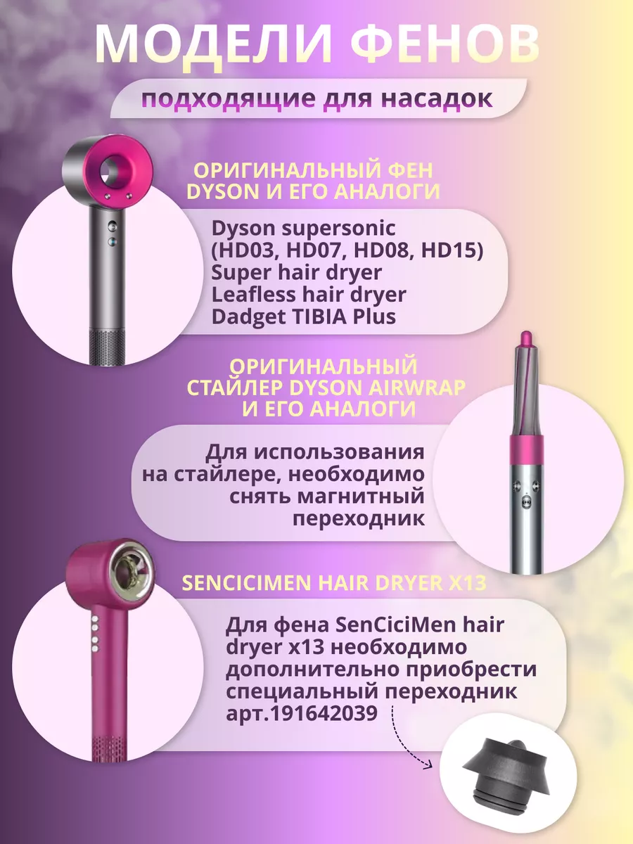 Насадки на фен для волосDyson Supersonic и Super hair dryer Fiesta Beauty  144066236 купить за 858 ₽ в интернет-магазине Wildberries