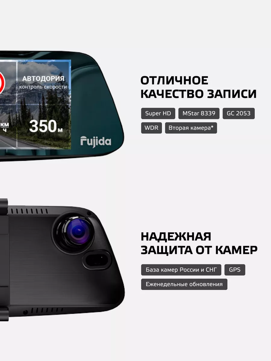 Zoom Blik S WiFi видеорегистратор зеркало с GPS базой камер Fujida  144149719 купить за 9 179 ₽ в интернет-магазине Wildberries