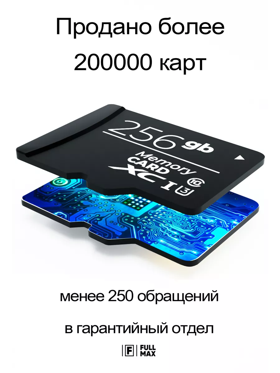 Карта памяти 256 гб micro sd флешка телефон видеорегистратор Fullmax  144165633 купить за 1 631 ₽ в интернет-магазине Wildberries