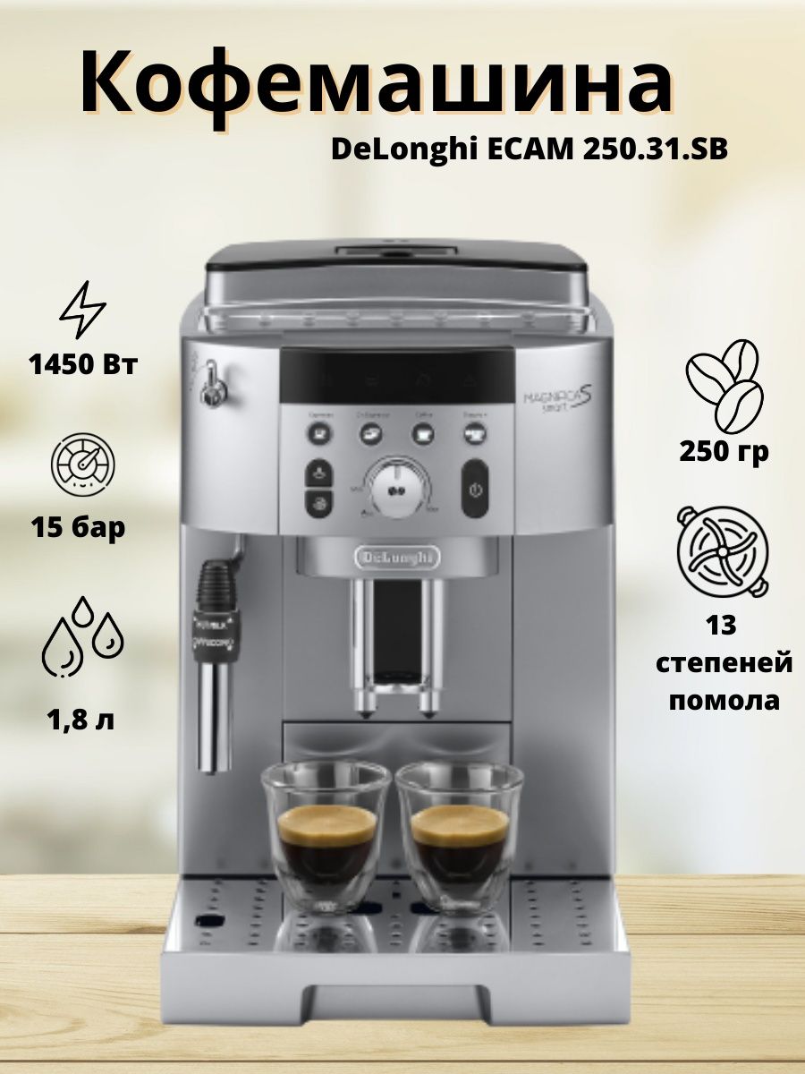 Delonghi magnifica ecam 250.31 sb кофемашина. Кофемашина автоматическая Delonghi ECAM 250 31 SB. Delonghi ECAM250.31.SB. ECAM250.31.SB. Delonghi Caffe Corso индикаторы.