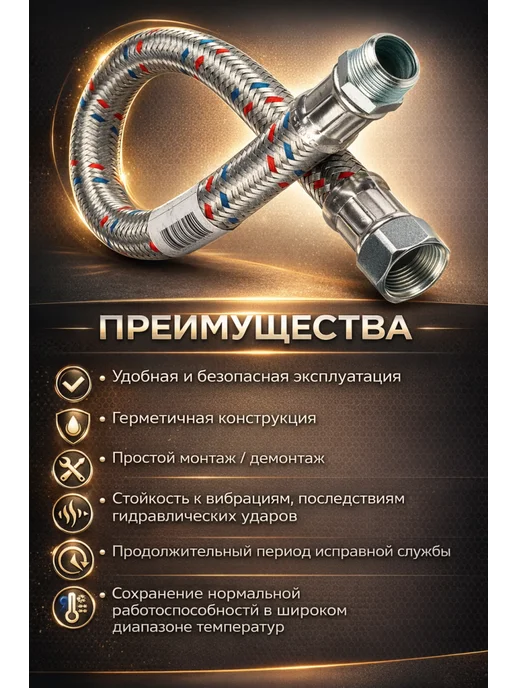 SMS Шланг для воды 1 2"гш - (60 см) гигант, серый, фото 5
