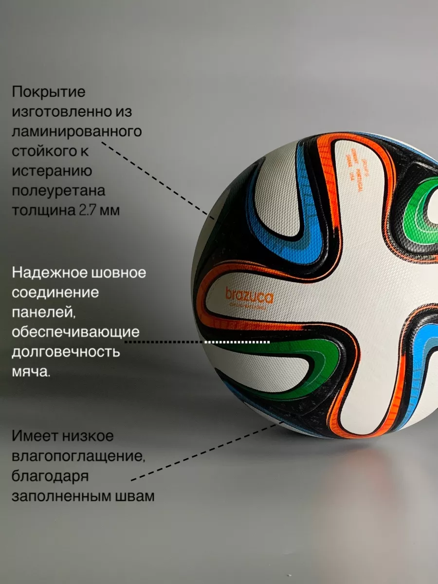 Мяч футбольный 5 размер кожаный профессиональный brazuca 144248173 купить  за 1 684 ₽ в интернет-магазине Wildberries