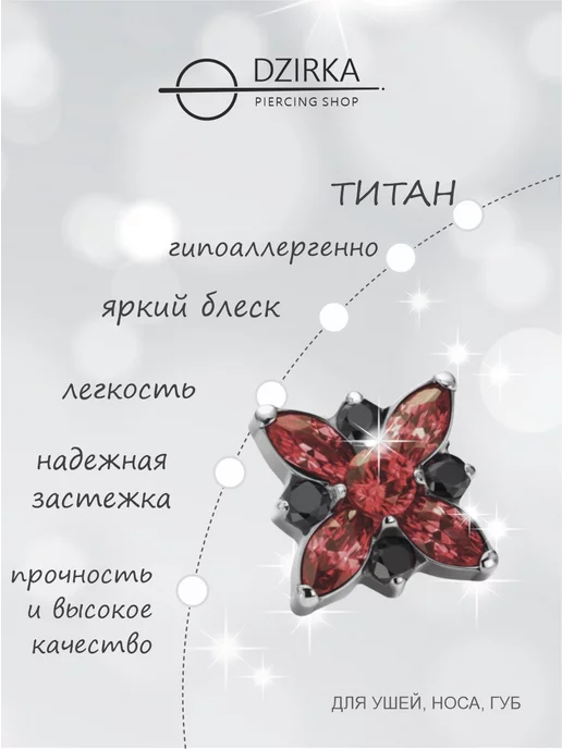Dzirka Серьга лабрет в ухо нос губу пирсинг титан, титан, фото 3
