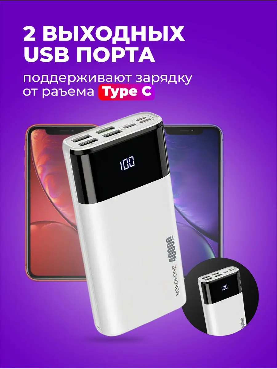 Повербанк 40000mah power bank пауэрбанк быстрая зарядка Fixet 144286529  купить в интернет-магазине Wildberries