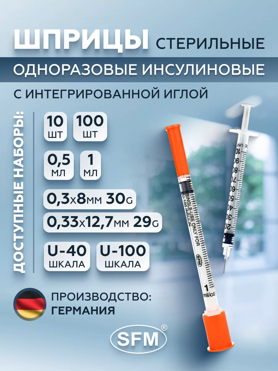 Инсулиновые шприцы 0,5 мл...