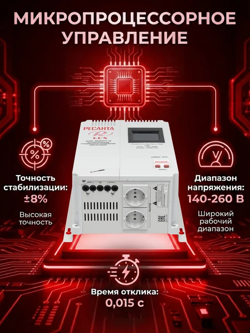 Стабилизатор напряжения 220В для дома АСН-3000Н/1-Ц — фото 3