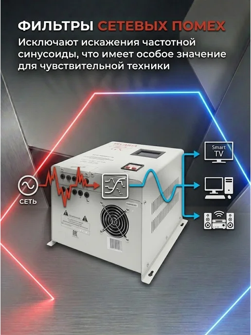 Стабилизатор напряжения 220В для дома АСН 8000 Н/1-Ц Lux — фото 4