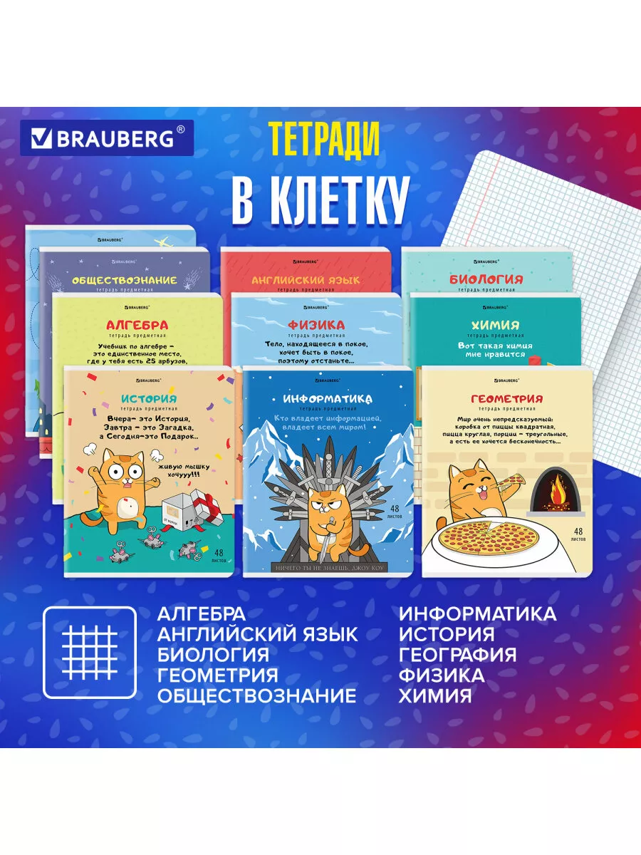 Тетради предметные набор 48 листов 12 Предметов, для школы Brauberg  144365380 купить за 597 ₽ в интернет-магазине Wildberries