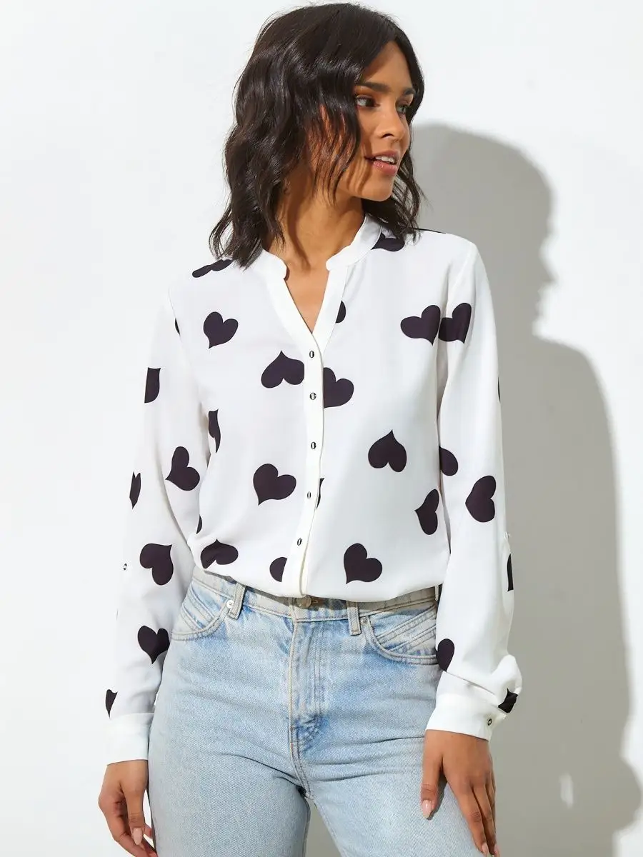 Polka dot best sale button up blouse