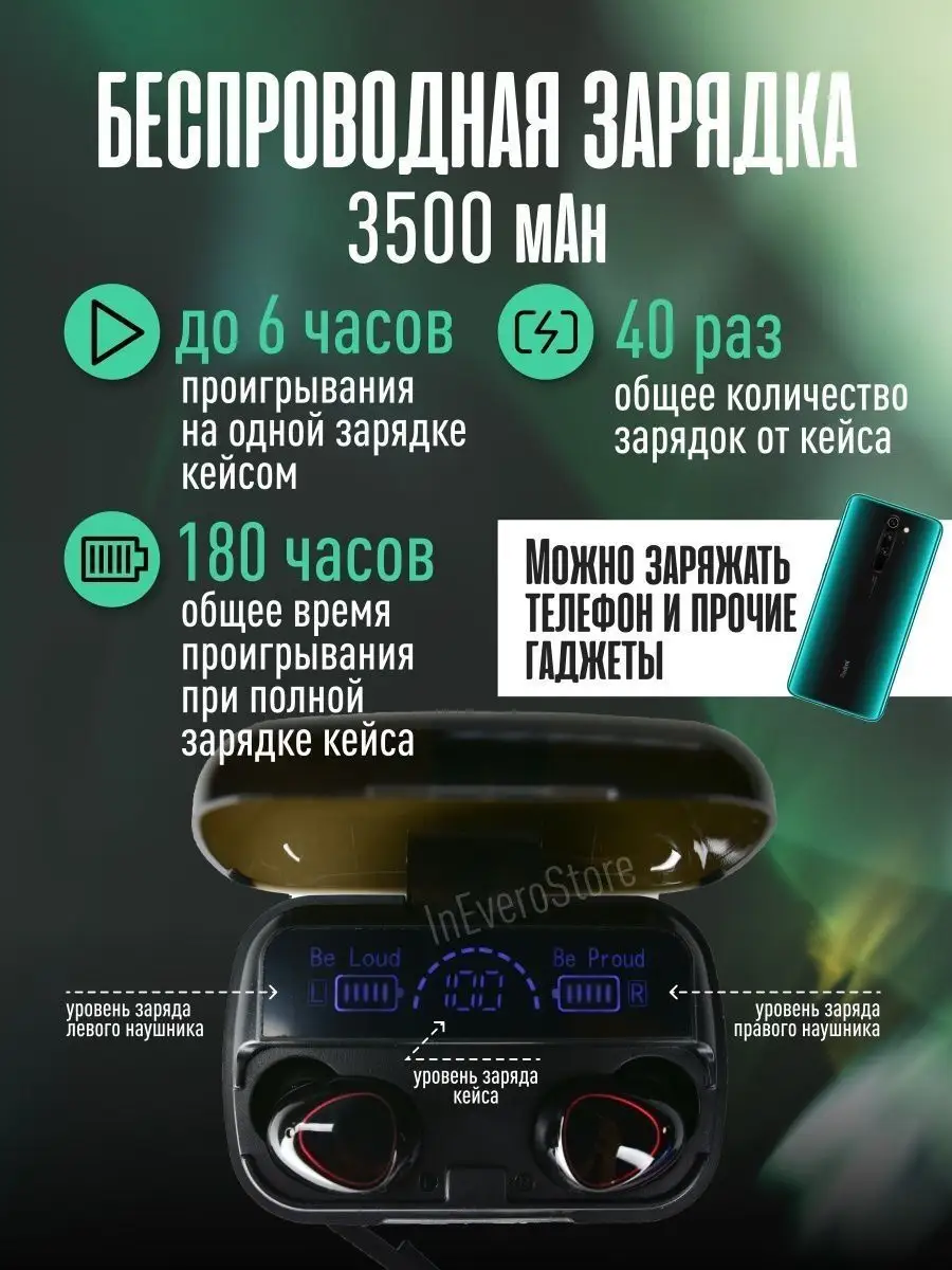 Беспроводные наушники / М10 / Кейс Power Bank Honor 144498104 купить за 1  807 ? в интернет-магазине Wildberries