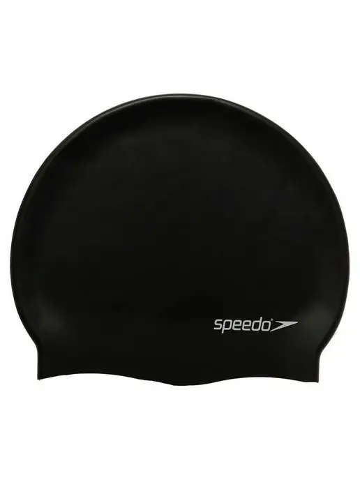 Speedo Шапочка для плавания Plain Flat Silicone Cap, черный, фото 2