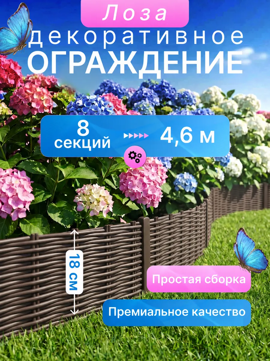 Садовый заборчик Палисадник Лоза 4,6 м