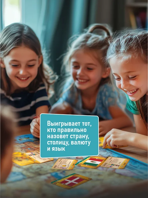 ЛИС УЧЁНЫЙ Настольная игра флаги мира для детей и всей семьи 48 стран, коричневый, фото 2