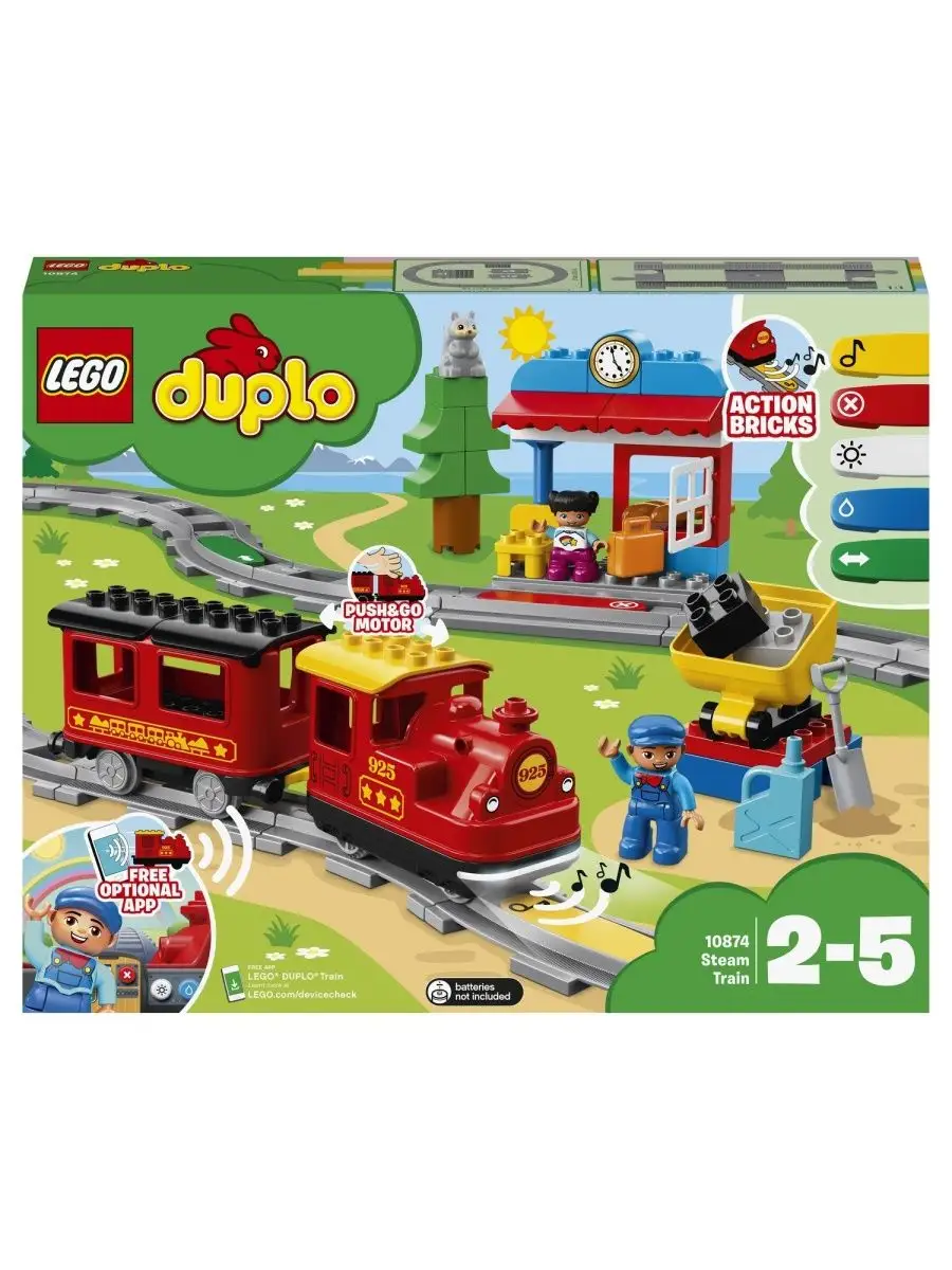 Конструктор LEGO DUPLO Town Поезд на паровой тяге 10874 LEGO 144558250  купить за 7 204 ₽ в интернет-магазине Wildberries