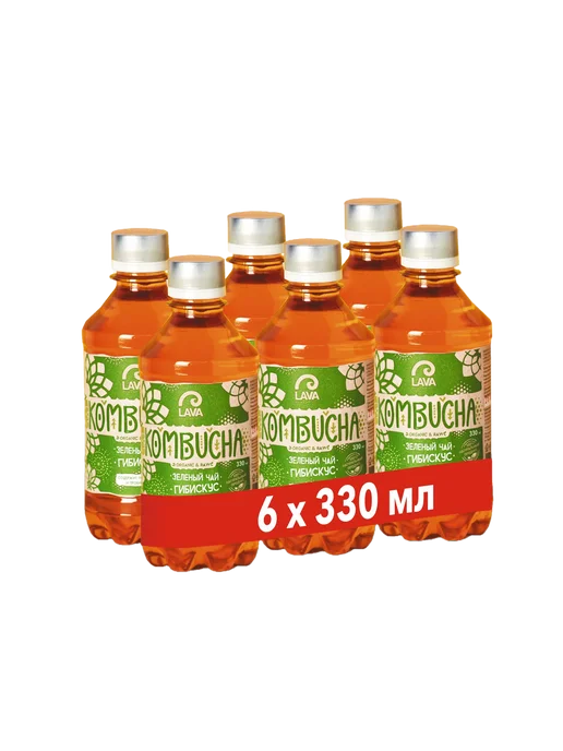 LAVA SUPERFOOD Комбуча напиток чайный гриб зеленый чай гибискус, зеленый, фото 6