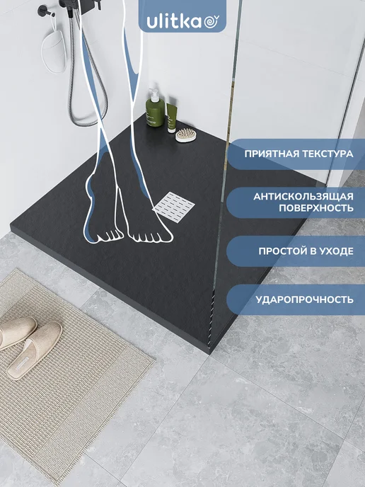 Ulitka Душевой поддон Flow 100х100 см черный, черный, фото 4