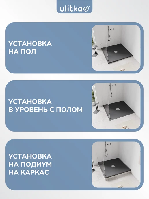 Ulitka Душевой поддон Flow 100х100 см черный, черный, фото 7