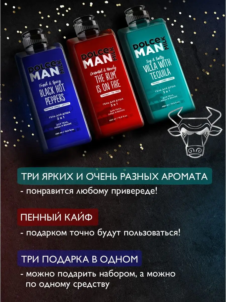 Подарочный набор для мужчины: гели для душа парфюмированные DOLCE MILK  144695205 купить в интернет-магазине Wildberries