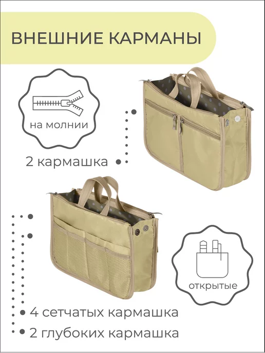 Всё на местах Органайзер для сумки, бежевый, фото 2