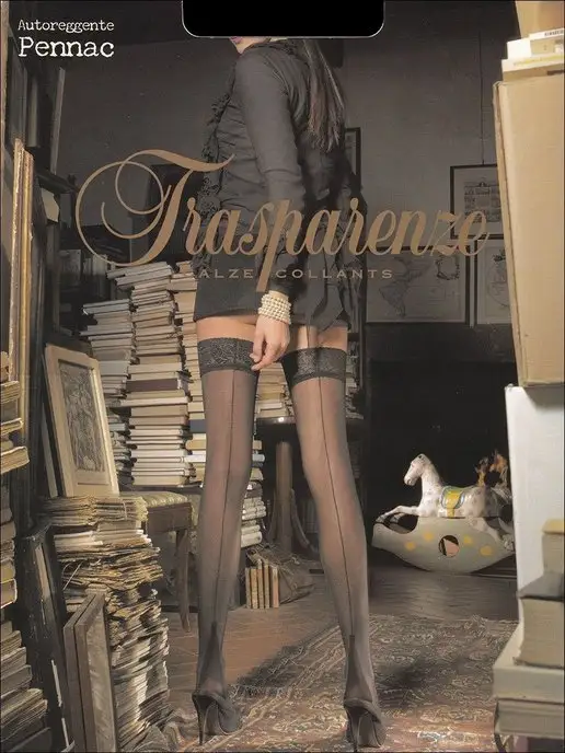 Trasparenze Чулки премиум класса с имитацией шва, черный, фото 2