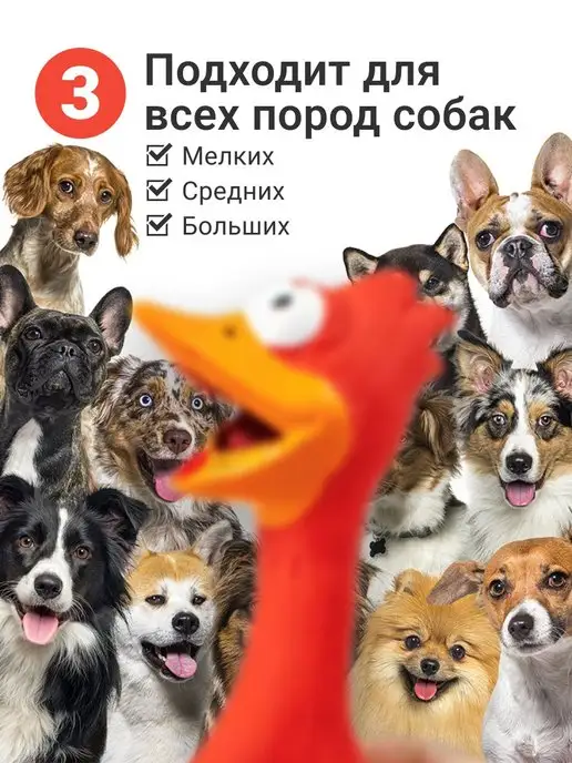 Zoowell Игрушка резиновая с пищалкой, красный, фото 5