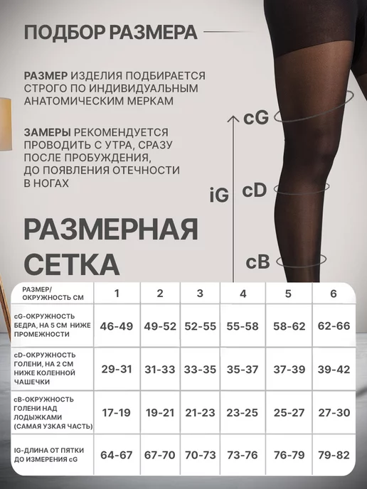 Компрессионные колготки 1 класс от варикоза, черный, фото 4