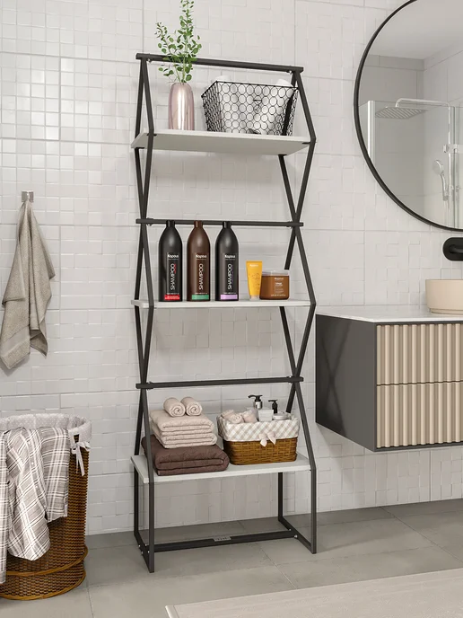 KM LOFT Стеллаж деревянный для дома, черный, фото 3