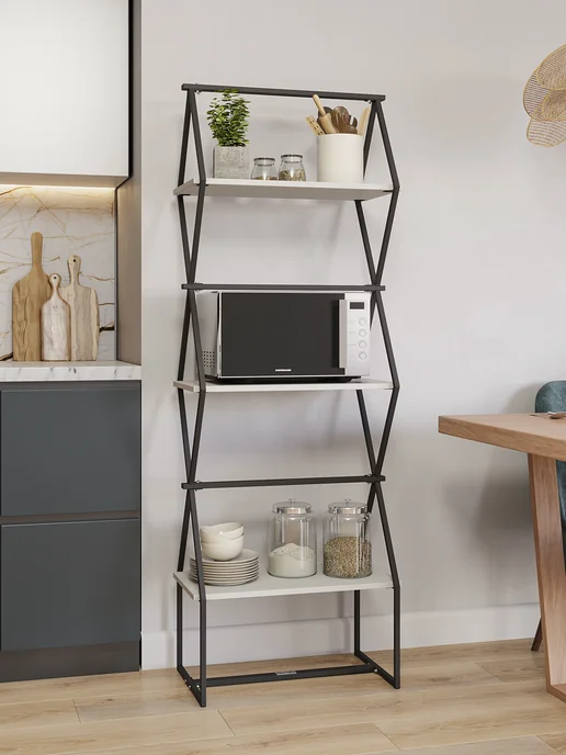 KM LOFT Стеллаж деревянный для дома, черный, фото 4