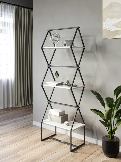 KM LOFT Стеллаж деревянный для дома, черный, фото 5