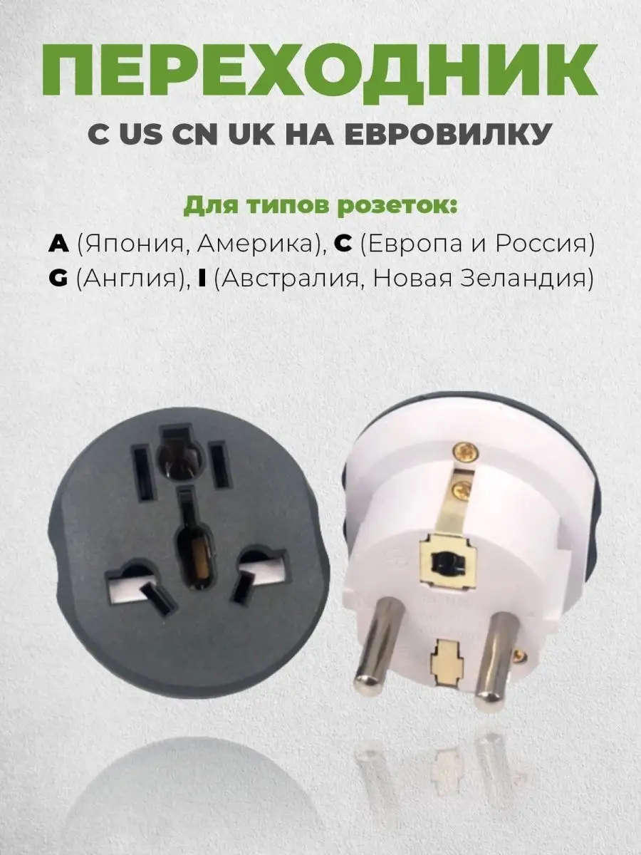 Сетевой переходник для розетки с US CN UK на евровилку Malekid 144878128  купить за 248 ₽ в интернет-магазине Wildberries