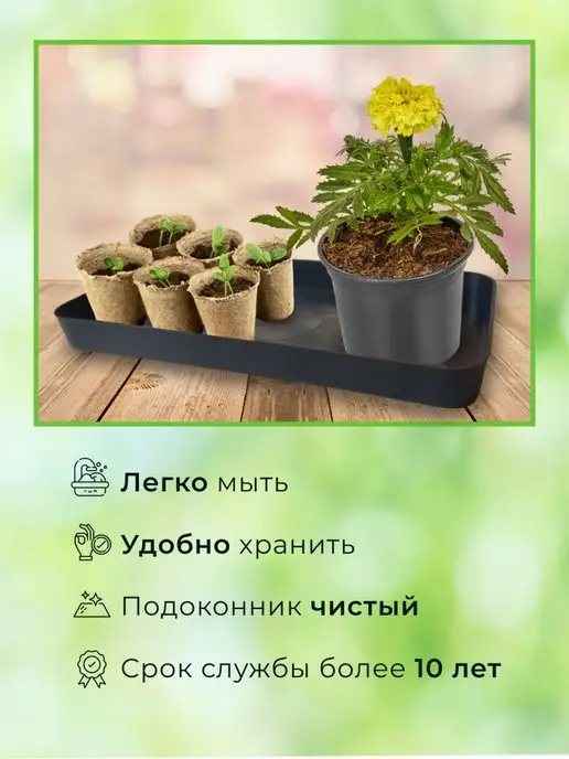 Ростека Поддон для рассады прямоугольный пластиковый набор 5 шт, 5 шт, фото 4