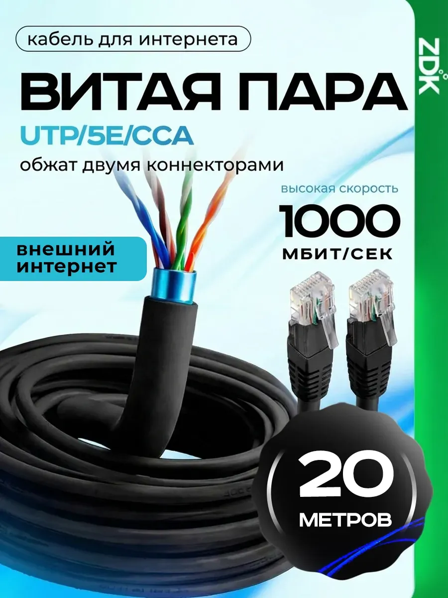 Интернет кабель, патч корд Outdoor CCA внешний для улицы