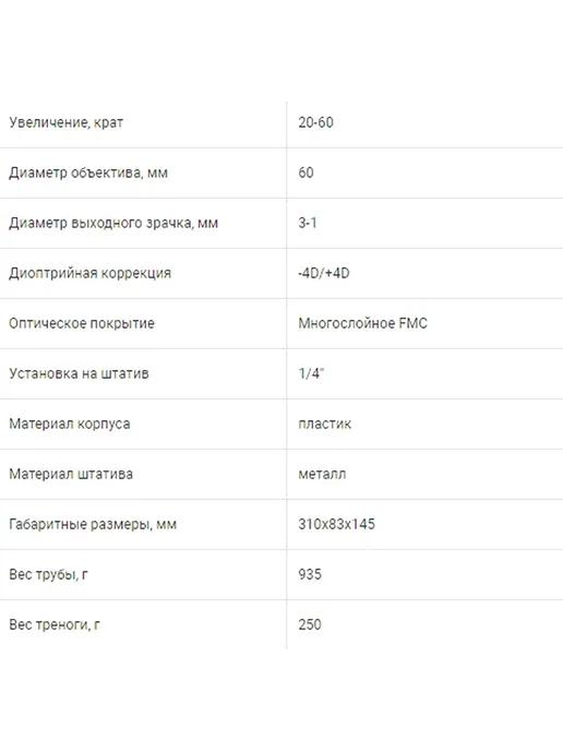 Veber Зрительная труба для охоты и наблюдений Pioneer 15-45x60 CT, 2060x60, фото 7