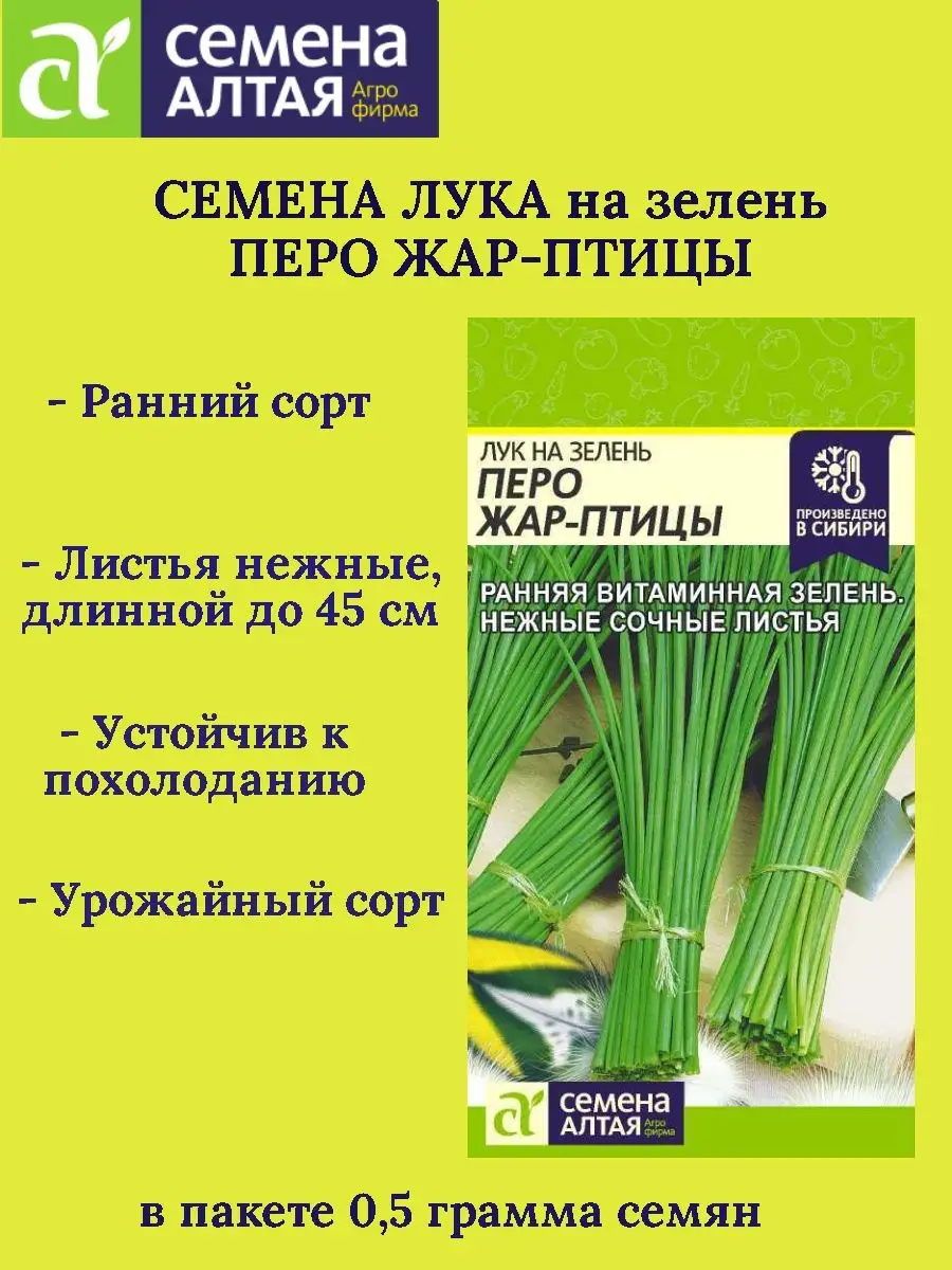 Семена лука на зелень ПЕРО ЖАР-ПТИЦЫ Семена Алтая 144988272 купить за 87 ₽  в интернет-магазине Wildberries