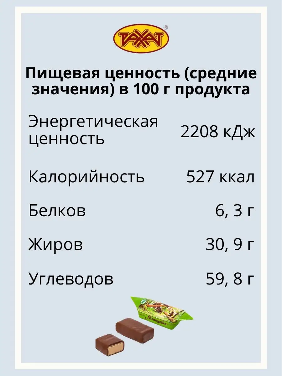 Конфеты глазированные с начинкой МИШУТКА 500 г/1000 г Рахат РАХАТ 145032836  купить в интернет-магазине Wildberries