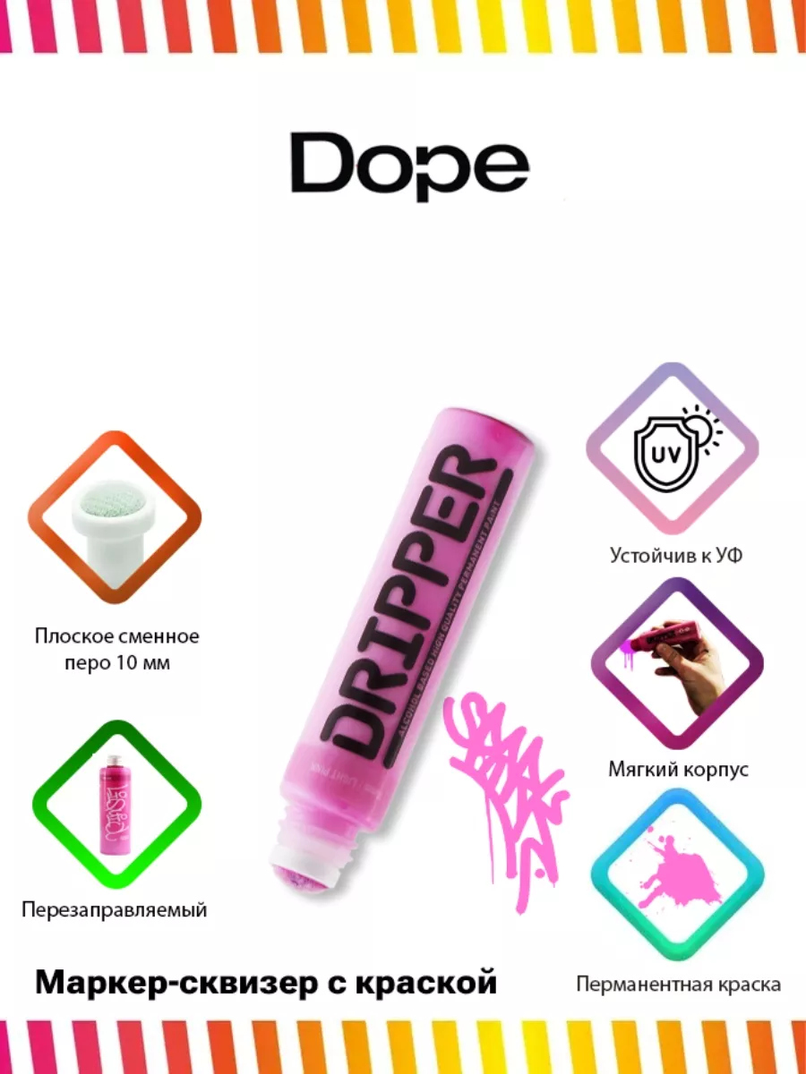 Маркер сквизер с краской Dripper 10 мм светло-розовый Dope Cans 145033323  купить за 470 ₽ в интернет-магазине Wildberries