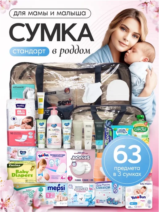 Хорошая Мама Готовая сумка в роддом для малыша и мамы с одеждой Standart, вариант