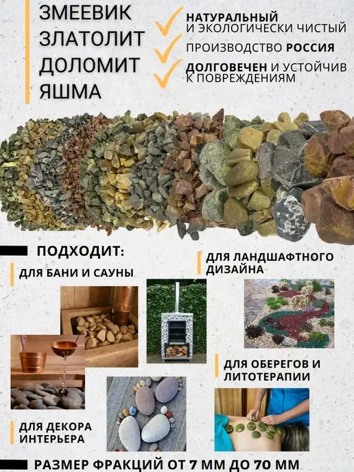 Экоша76 Змеевик камень для бани Серпентинит натуральный аквариум, в упаковке 10,1 кг, фото 6