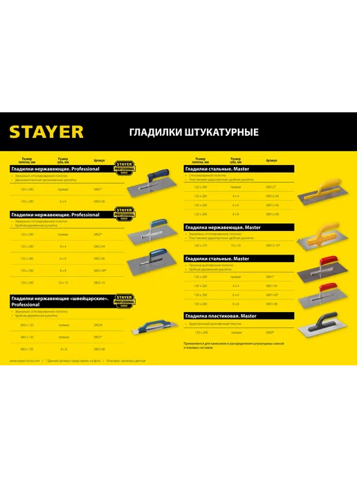 Stayer Гладилка штукатурная 130x280 мм 0802, 130x280 мм, фото 3