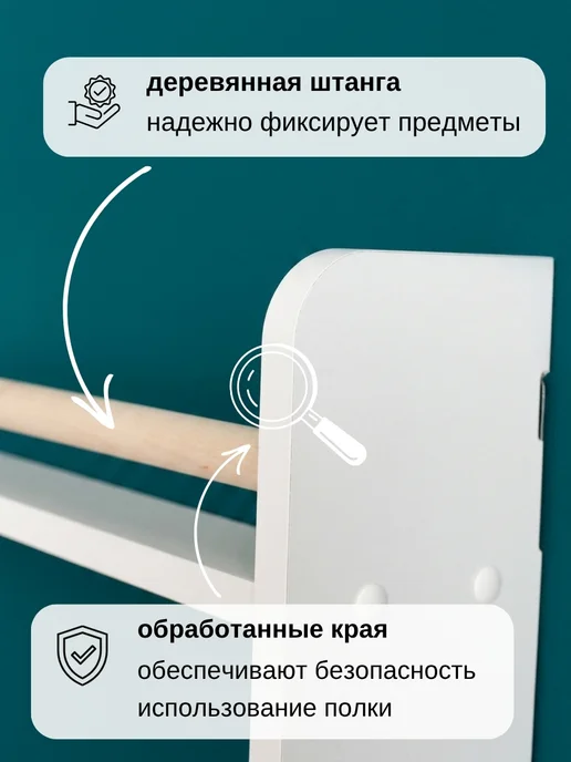 Папа Рядом Полка настенная, детская, белый, фото 8