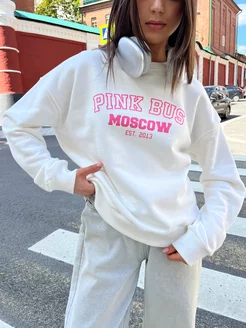 Свитшот белый толстовка с принтом Pink Bus 145288431 купить за 2 712 ₽ в интернет-магазине Wildberries